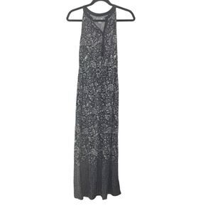 Old Navy blue mixed media floral polka dot maxi dress sleeveless Size small